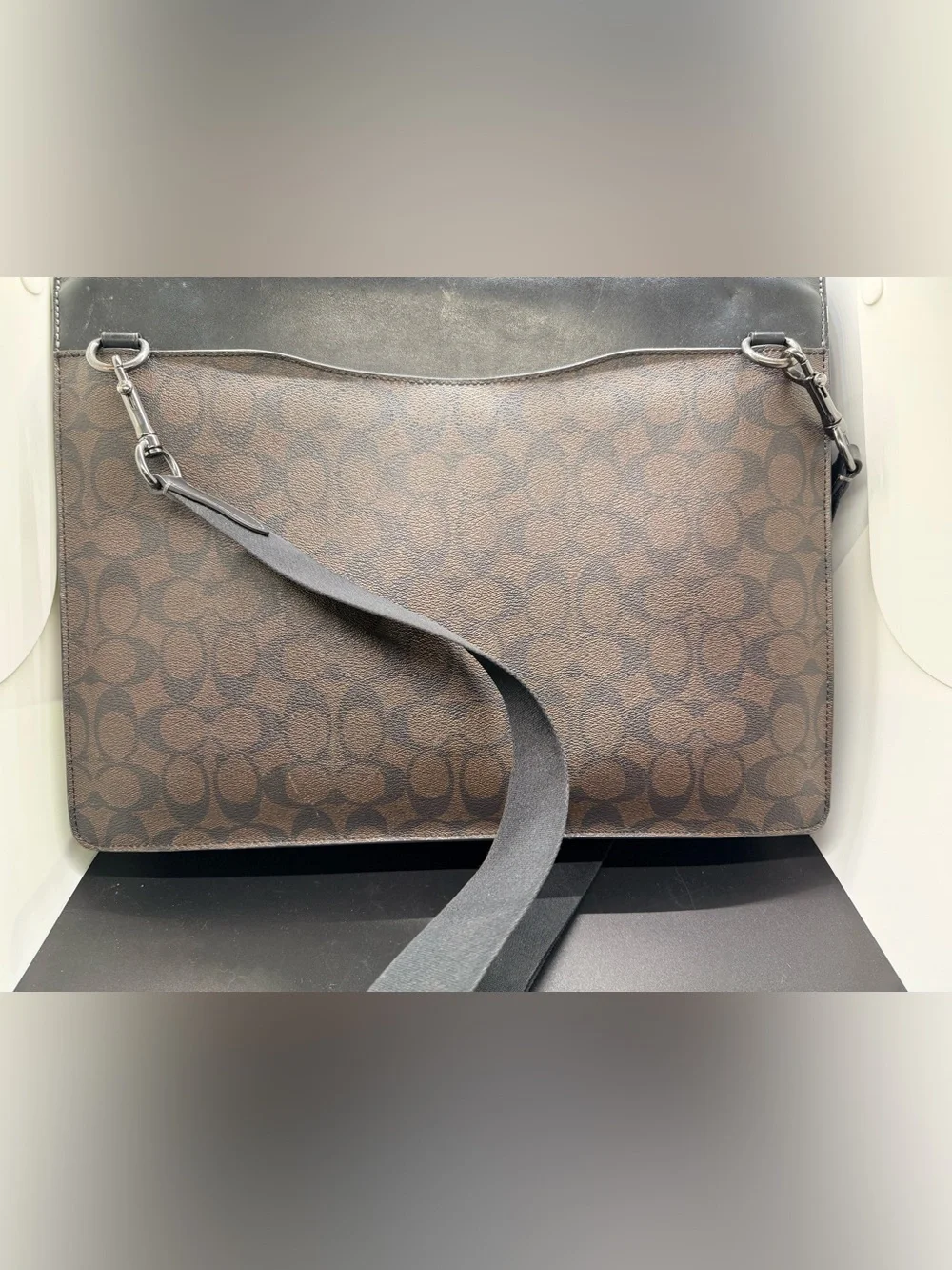 Coach Men's Brown and Black Signature Briefcase